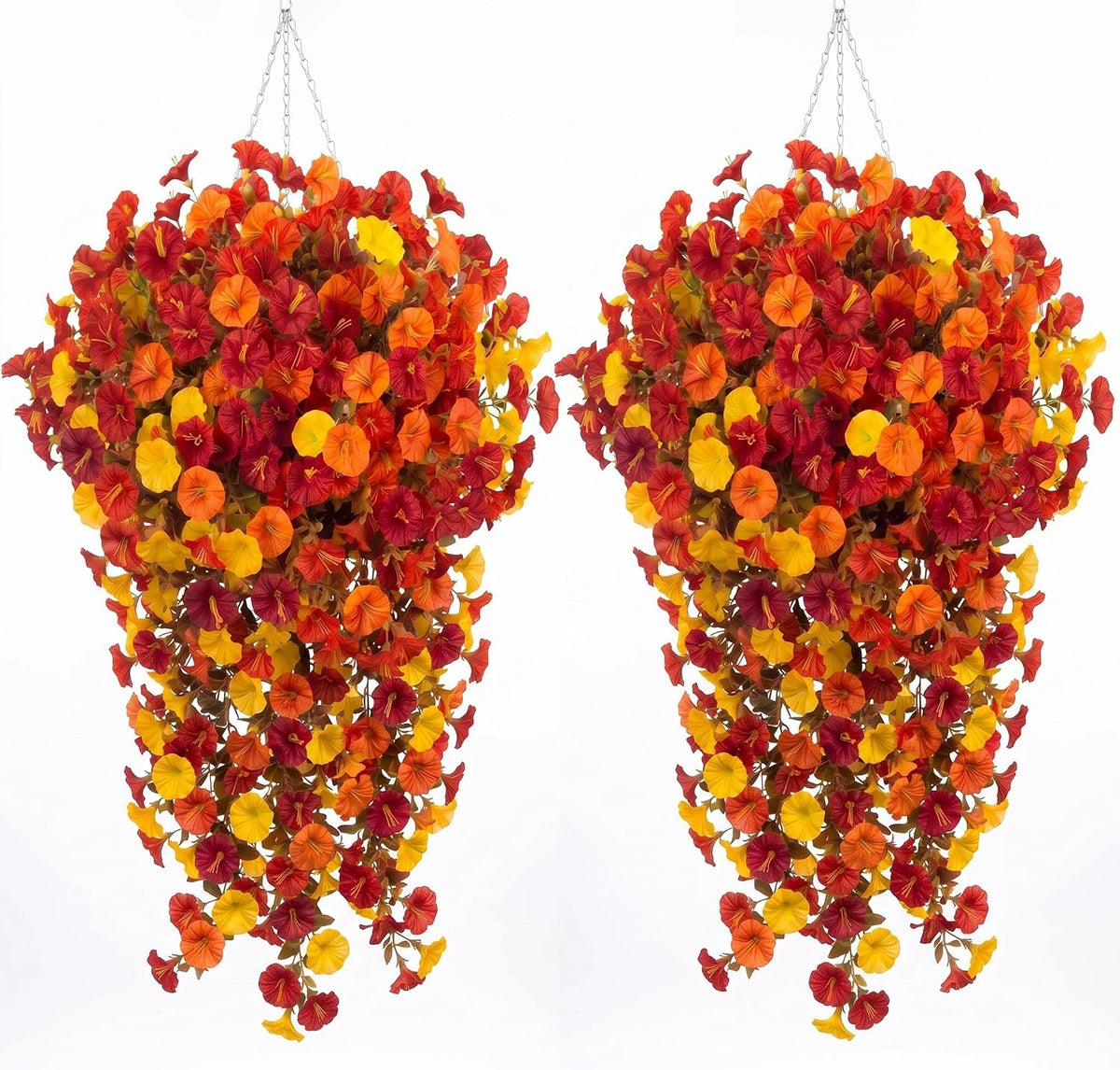 Pinkunn 2 Pack Artificial Fall Hanging Flower Basket for Outdoor Fall Decor