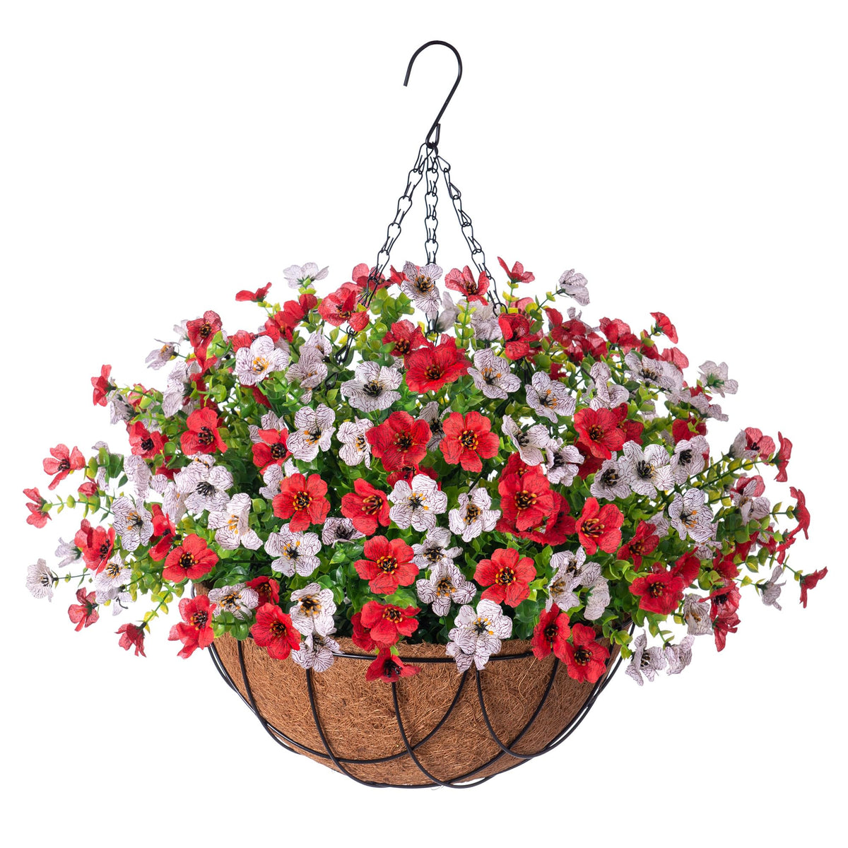 INXUGAO Artificial Fake Flowers Hanging Basket for Outdoor Decoration