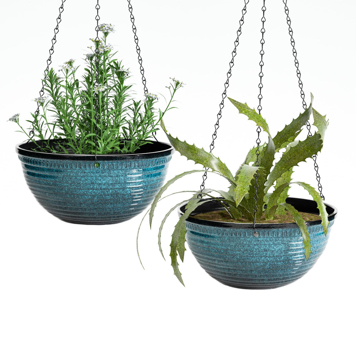 10 Inch Hanging Planters for Indoor Plants, Glazed Hanging Basket, 2 Pack