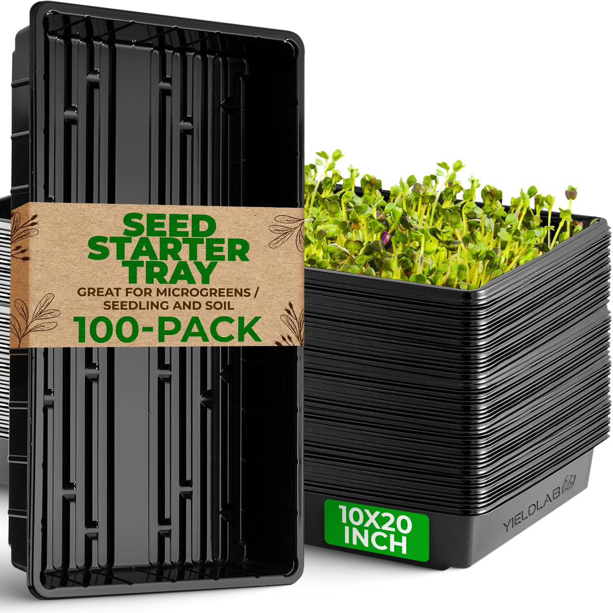 10x20 Inch Black Plastic 10 Pack Plant Propagation Tray No Holes