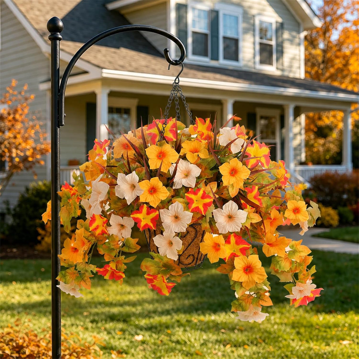 1 Set Fall Hanging Baskets Outdoor,Artificial Petunias Flowers