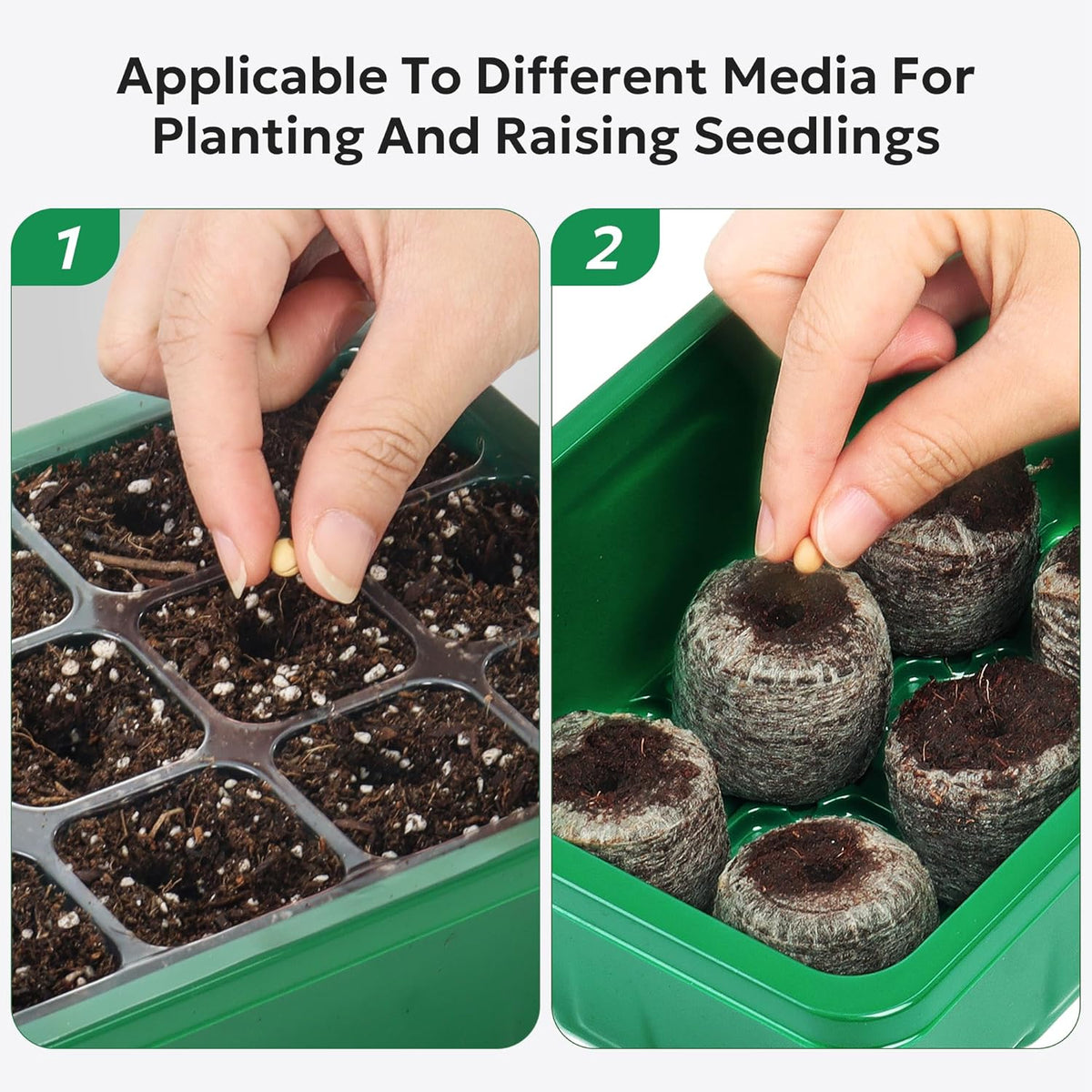 MIXC 10 Pack Seed Starter Tray, 120Cell Stater Kit with Humidity Dome Green