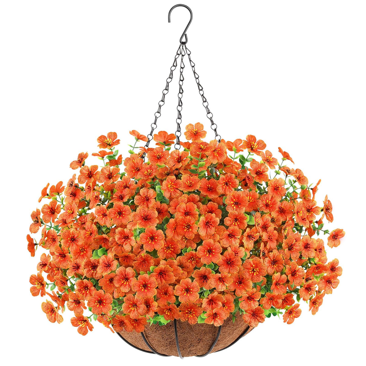 AGIRL 2 Set Artificial Hanging Flowers with Baskets for Outdoors