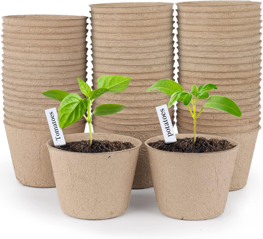 homenote 60 Pcs 4 Inch Peat Pots,Nursery Plant Pots,Seed Starting Pots