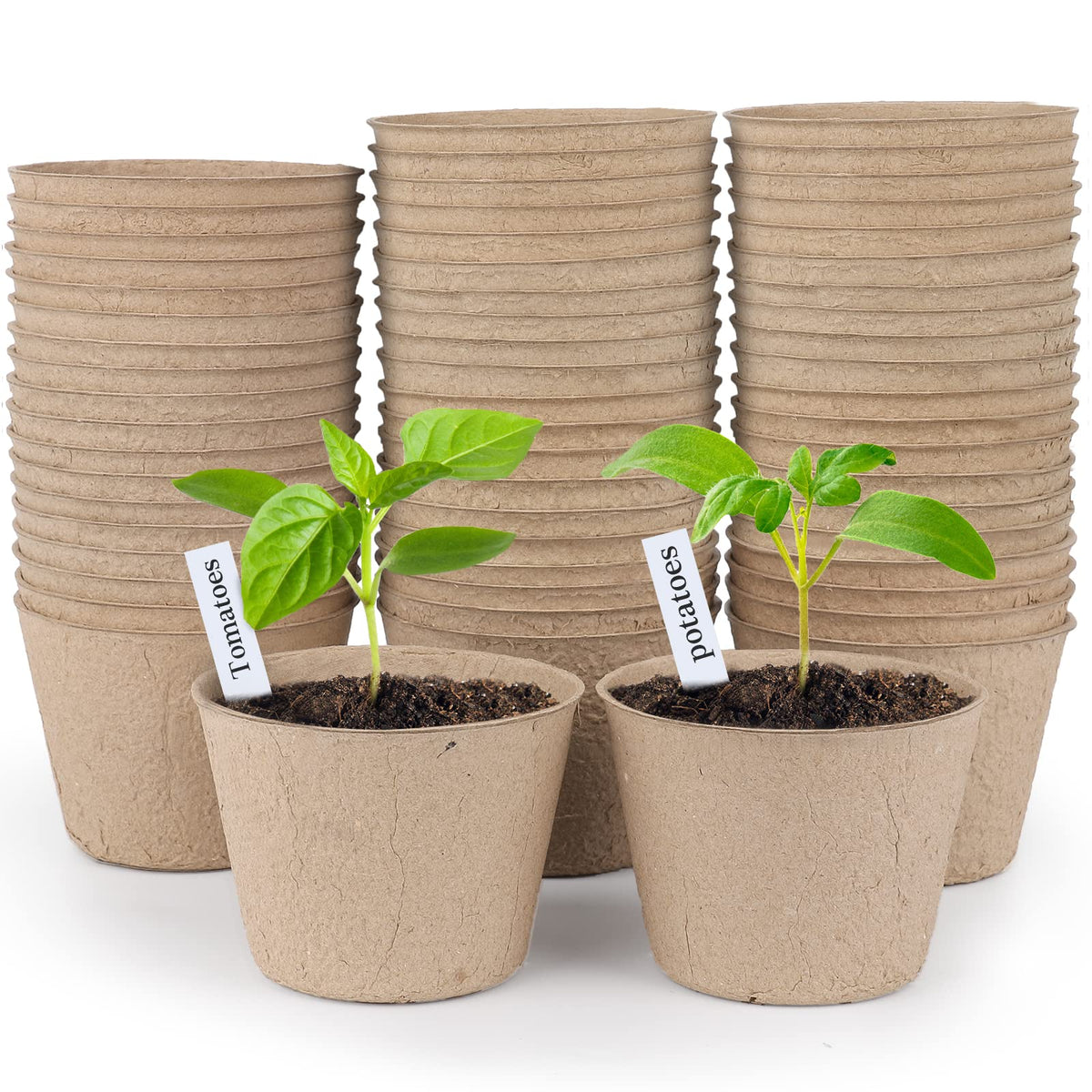 homenote 60 Pcs 4 Inch Peat Pots,Nursery Plant Pots,Seed Starting Pots