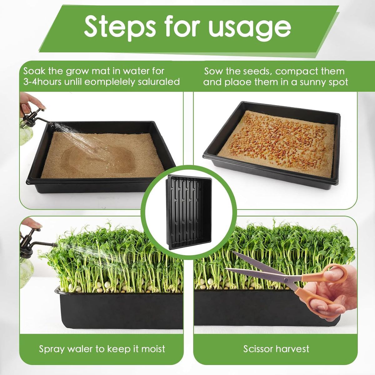 6 Pack Microgreens Growing Kit, Microgreens Trays for Indoor Gardening