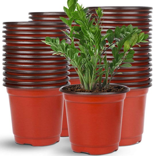 Augshy 110 Pcs 6 Inches Plastic Plants Nursery Pot, Seed Starting Pots