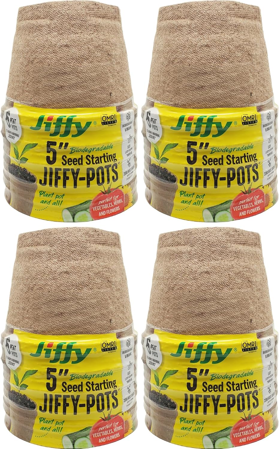 Jiffy Biodegradable Peat Pots for Seedlings, 5 Inch, 24 Pack