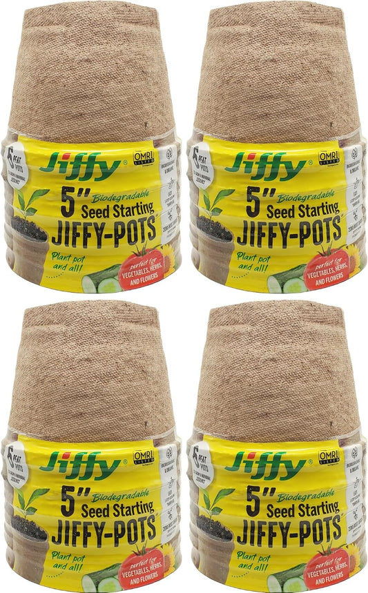 Jiffy Biodegradable Peat Pots for Seedlings, 5 Inch, 24 Pack