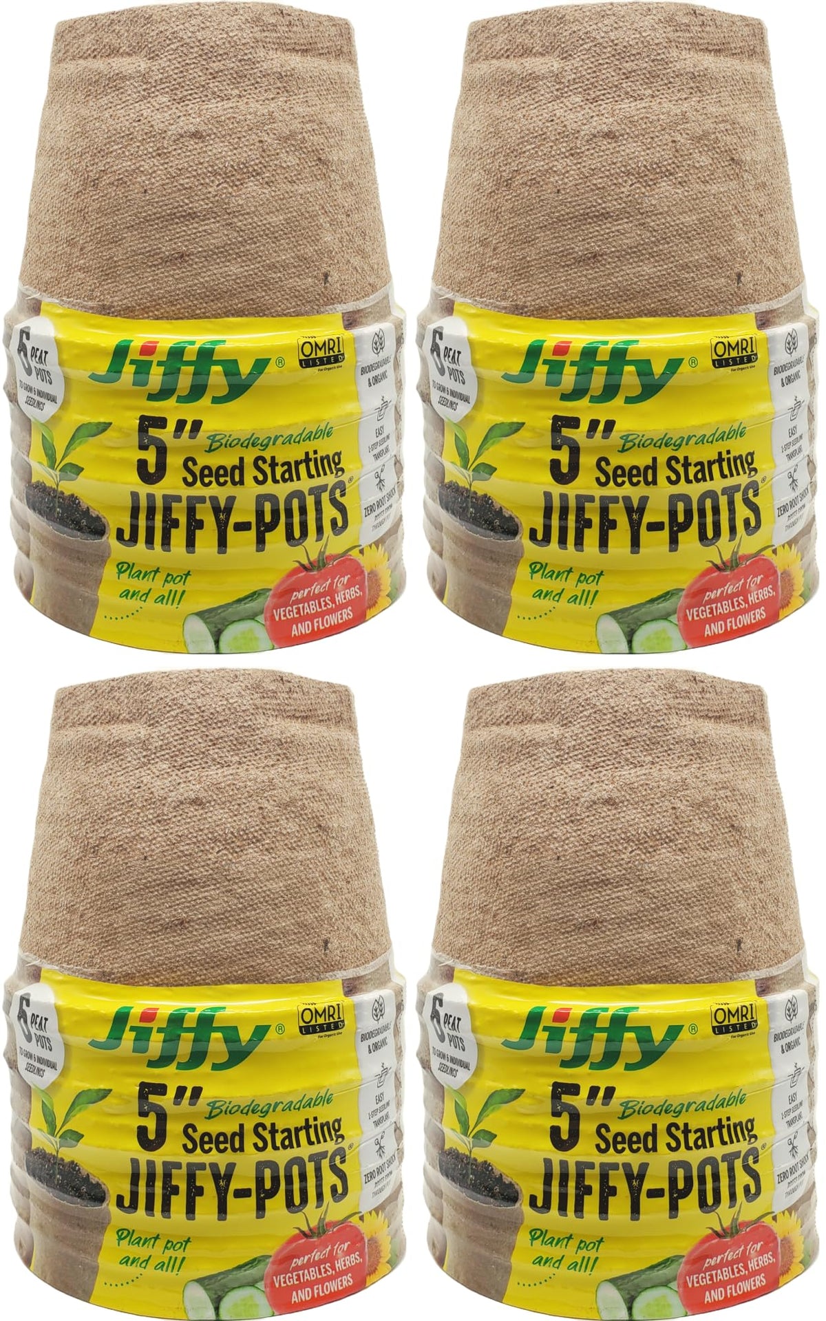 Jiffy Biodegradable Peat Pots for Seedlings, 5 Inch, 24 Pack
