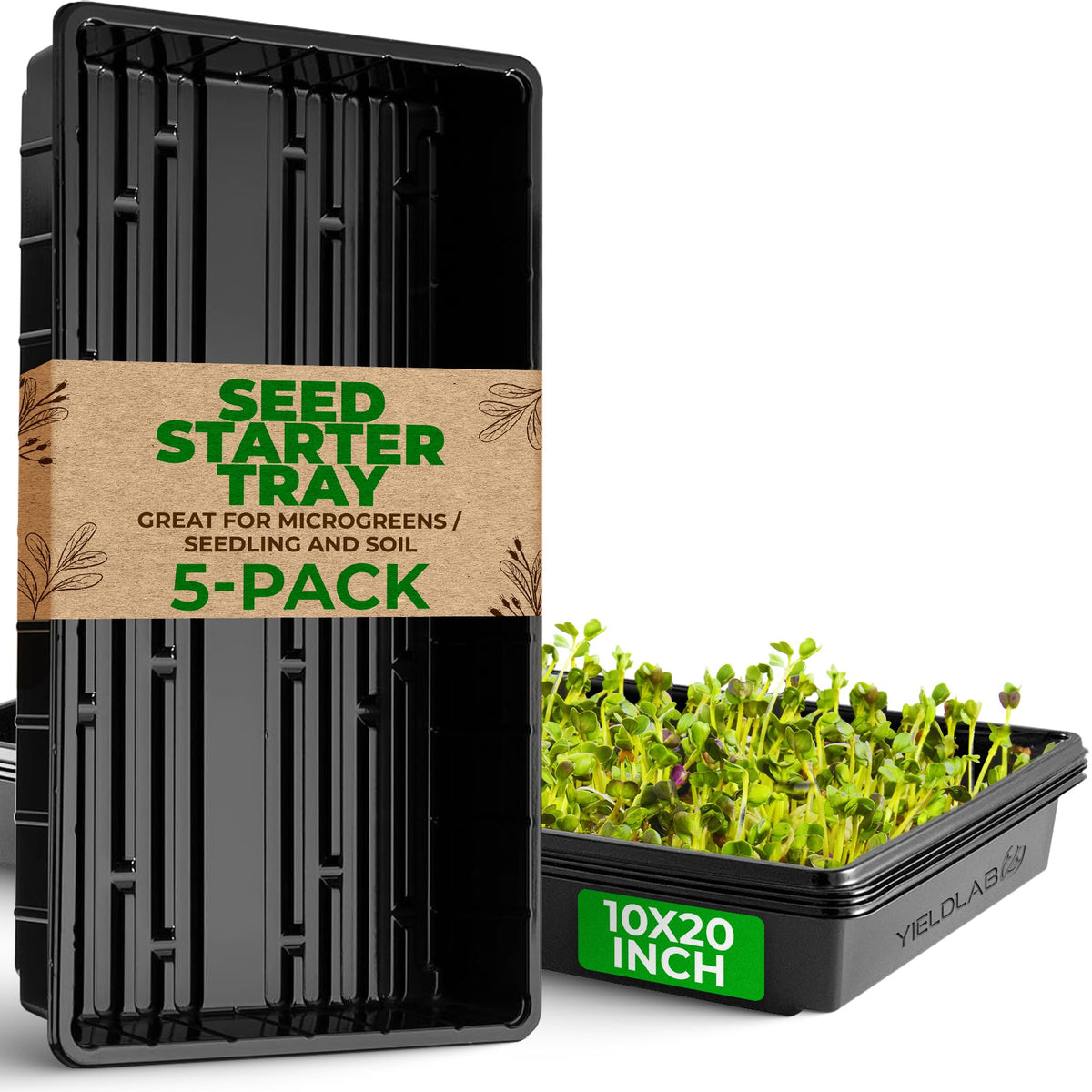 10x20 Inch Black Plastic 10 Pack Plant Propagation Tray No Holes