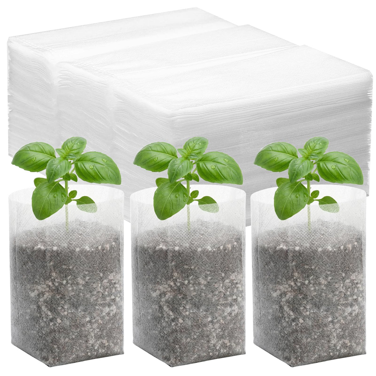 100pcs Nursery Bags for Plants - 7.87x13.77 inches Breathable Plant Grow Bags, Fabric Grow Seedling Pots for Vegetable, Fruit, Flower