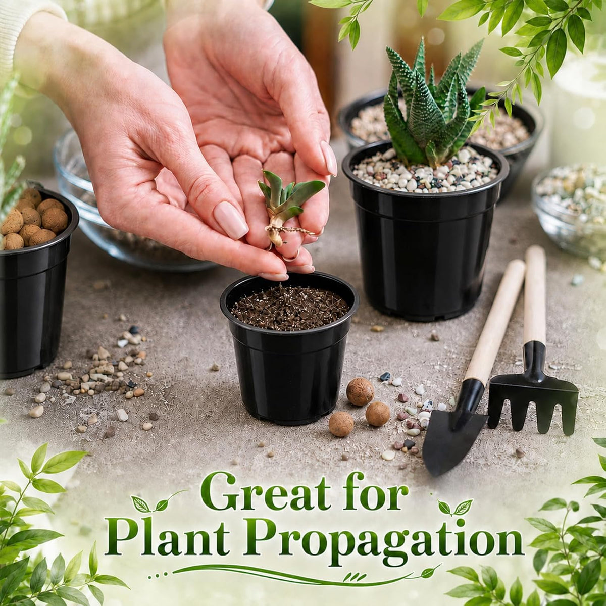 24 Pack 2 Inch Nursery Pots, Mini Plastic Plant Pots for Seedlings(Black)