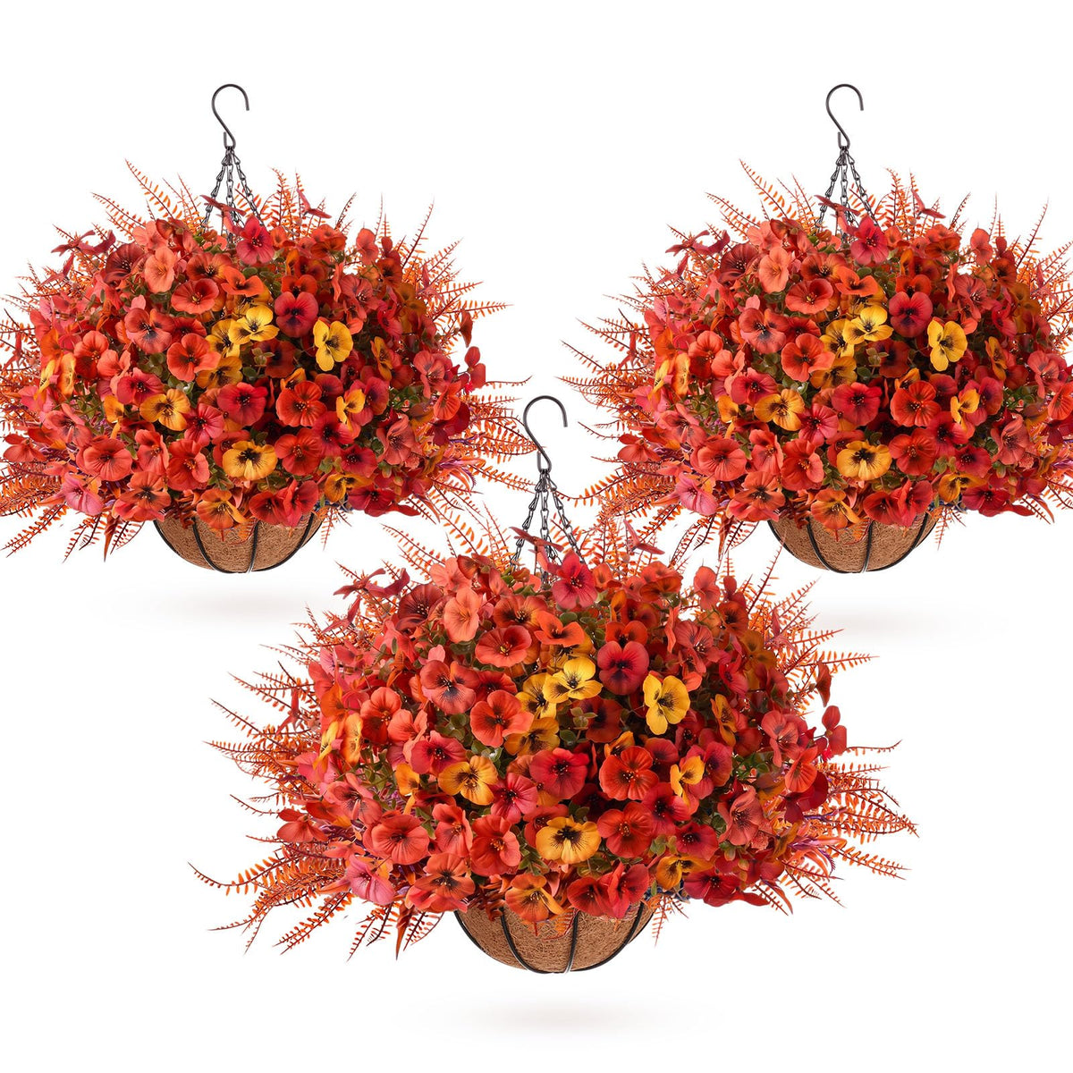 Suncalla 3 Set 20'' Fall Hanging Baskets, Petunias, Lavender, Fern, Color 4