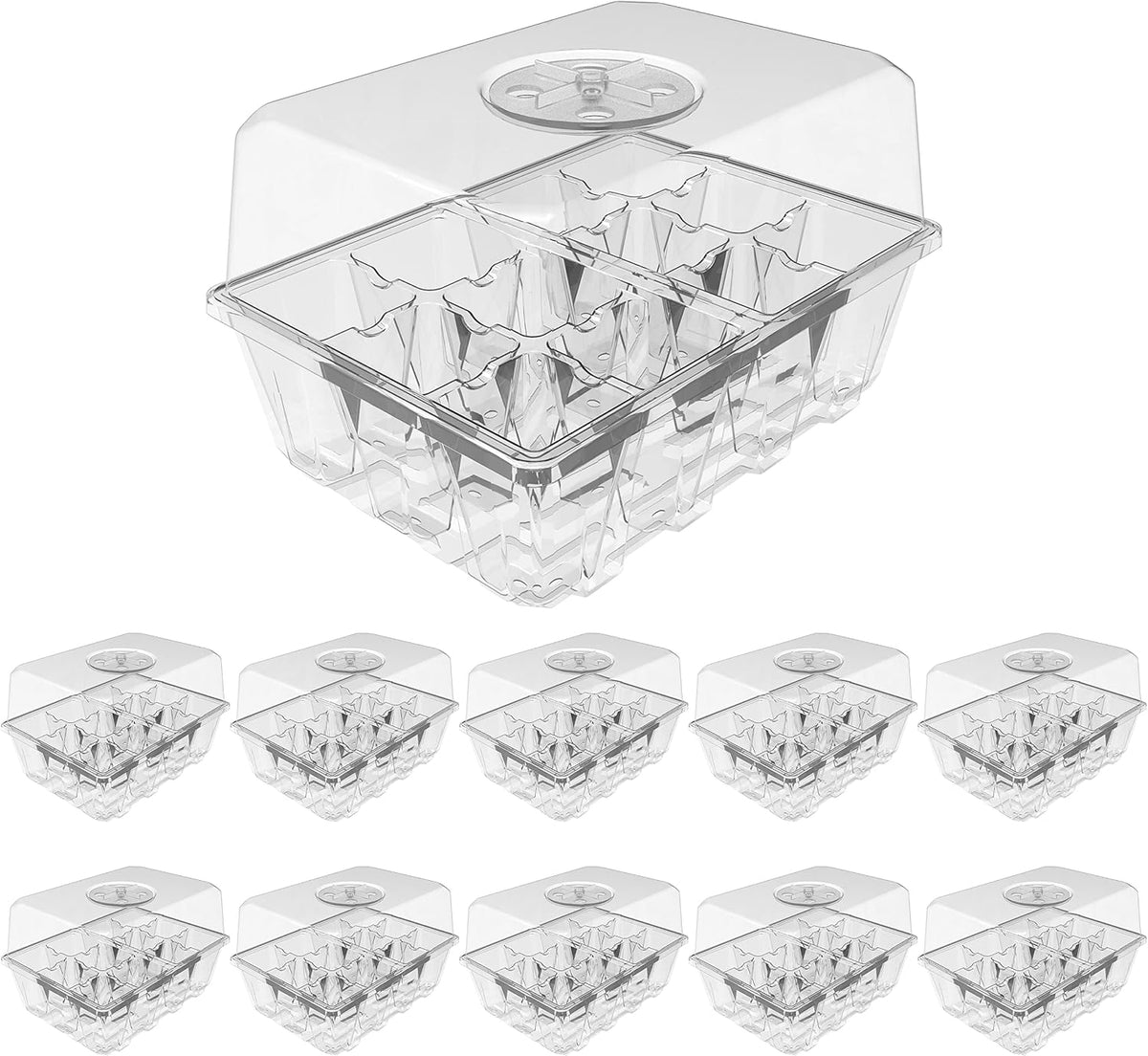 Gardzen 10 Pack Seed Starter Trays with Dome and Clear Base 120 Cell