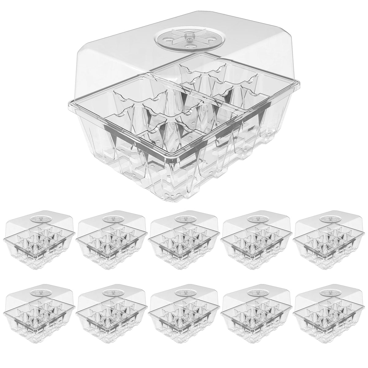 Gardzen 10 Pack Seed Starter Trays with Dome and Clear Base 120 Cell