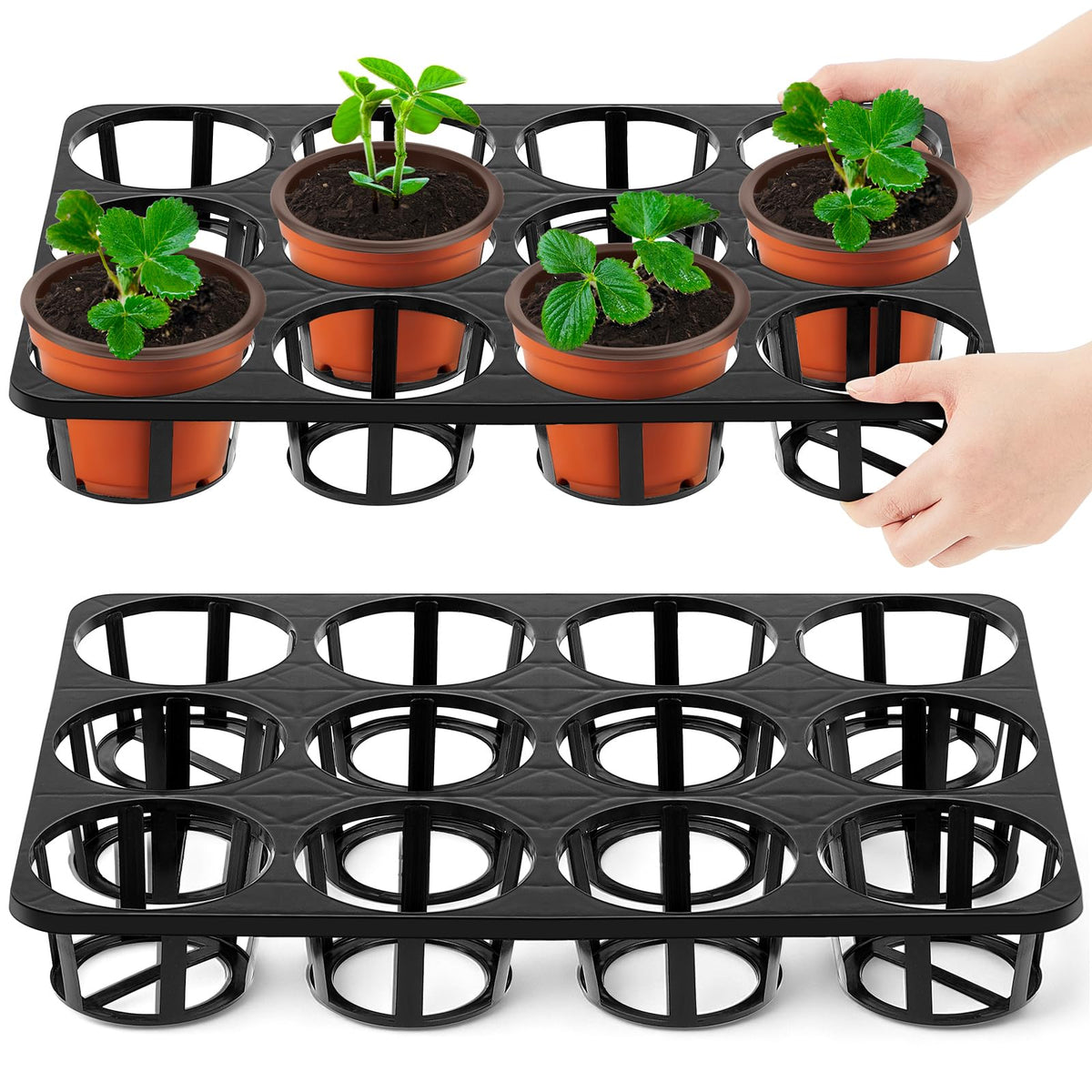 Vercraft 10 Pcs 12 Cell Nursery Planter Trays, for 4 Inch Round Pots