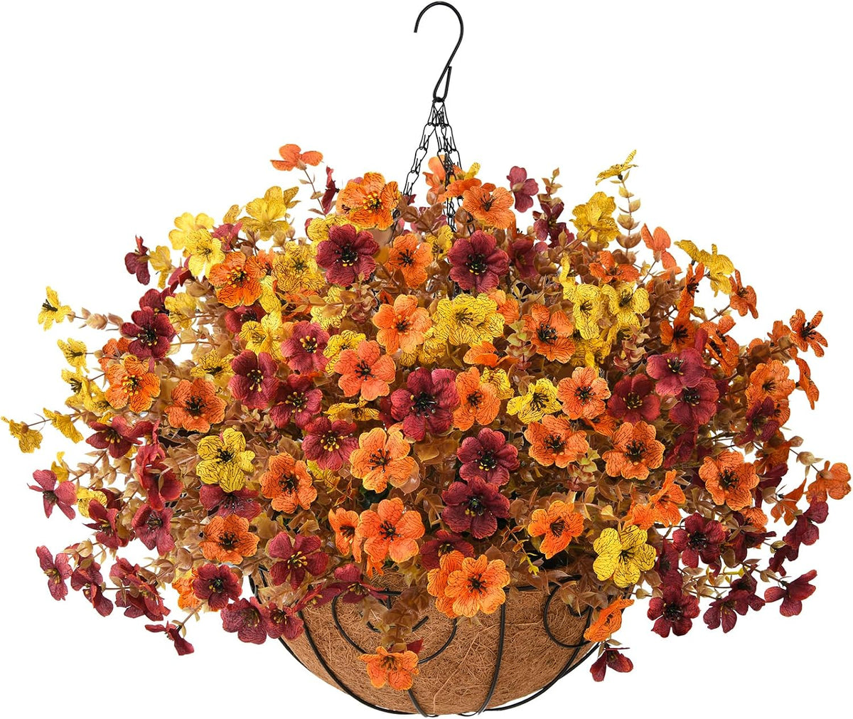Artificial Fake Hanging Baskets Fall Flowers for Outdoors Decoration