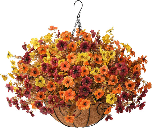 Artificial Fake Hanging Baskets Fall Flowers for Outdoors Decoration
