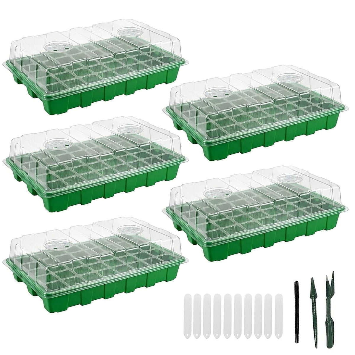 Gardzen 5 Pack 40 Cell BPA Free Seed Starter Tray Kit