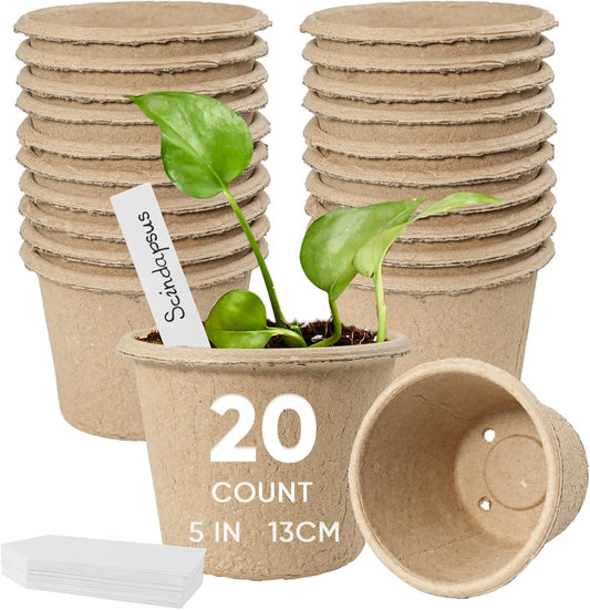 20 Pack 5 Inch Biodegradable Nursery Peat Pots