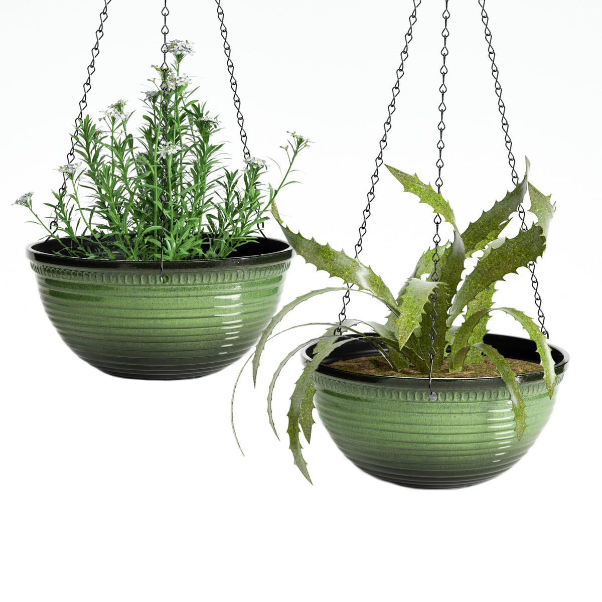10 Inch Hanging Planters for Indoor Plants, Glazed Hanging Basket, 2 Pack