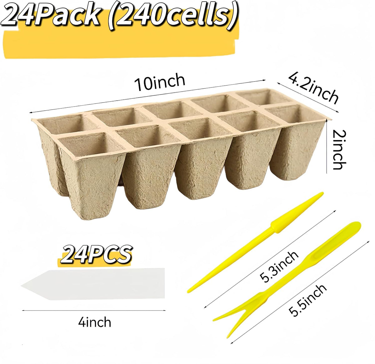 240 Cells Seed Starter Tray, 24 Pack Seed Starter Kit