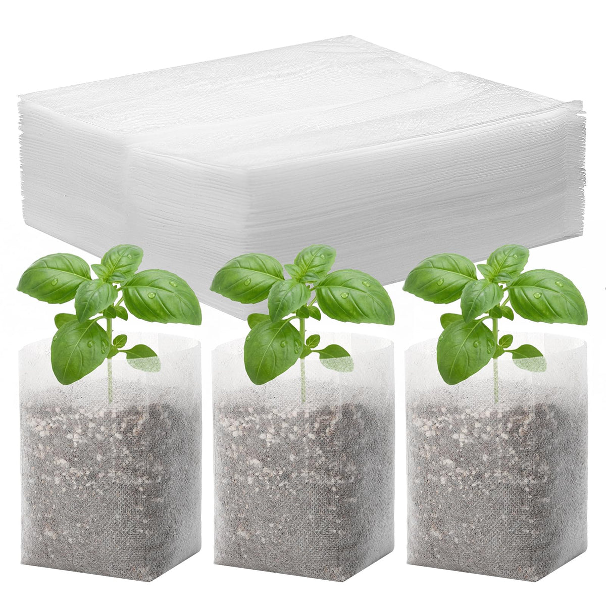 100pcs Nursery Bags for Plants - 7.87x13.77 inches Breathable Plant Grow Bags, Fabric Grow Seedling Pots for Vegetable, Fruit, Flower