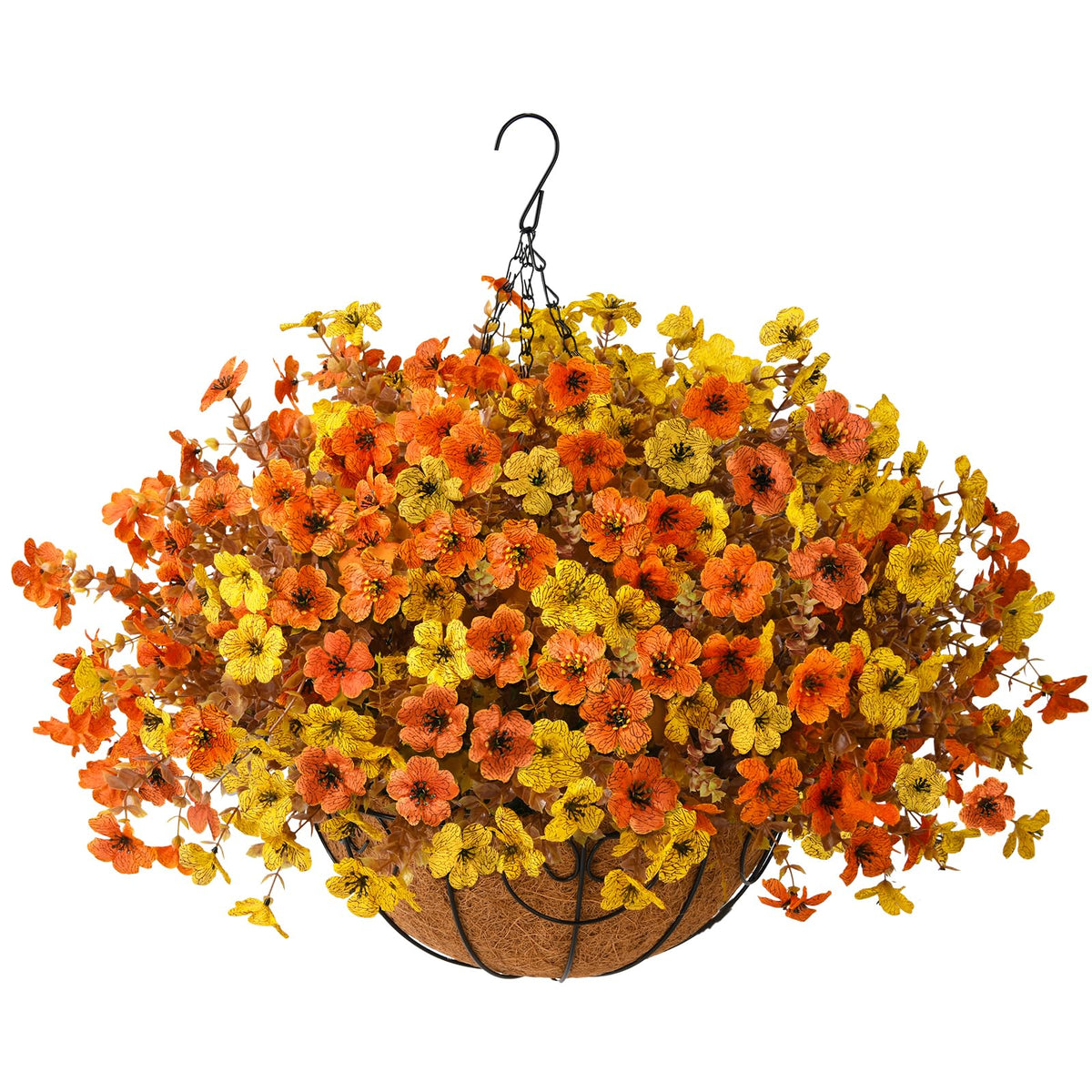 Artificial Fake Hanging Baskets Fall Flowers for Outdoors Decoration