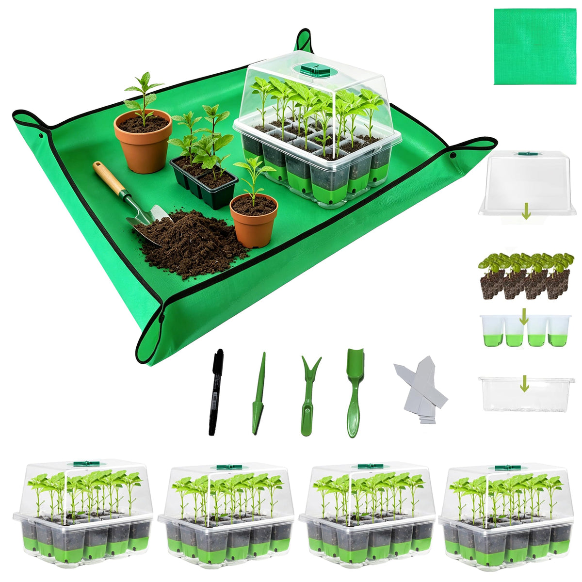 NestNature 5-Pack Seed Starter Tray Set|Reusable 60Cell Seed Starter Trays