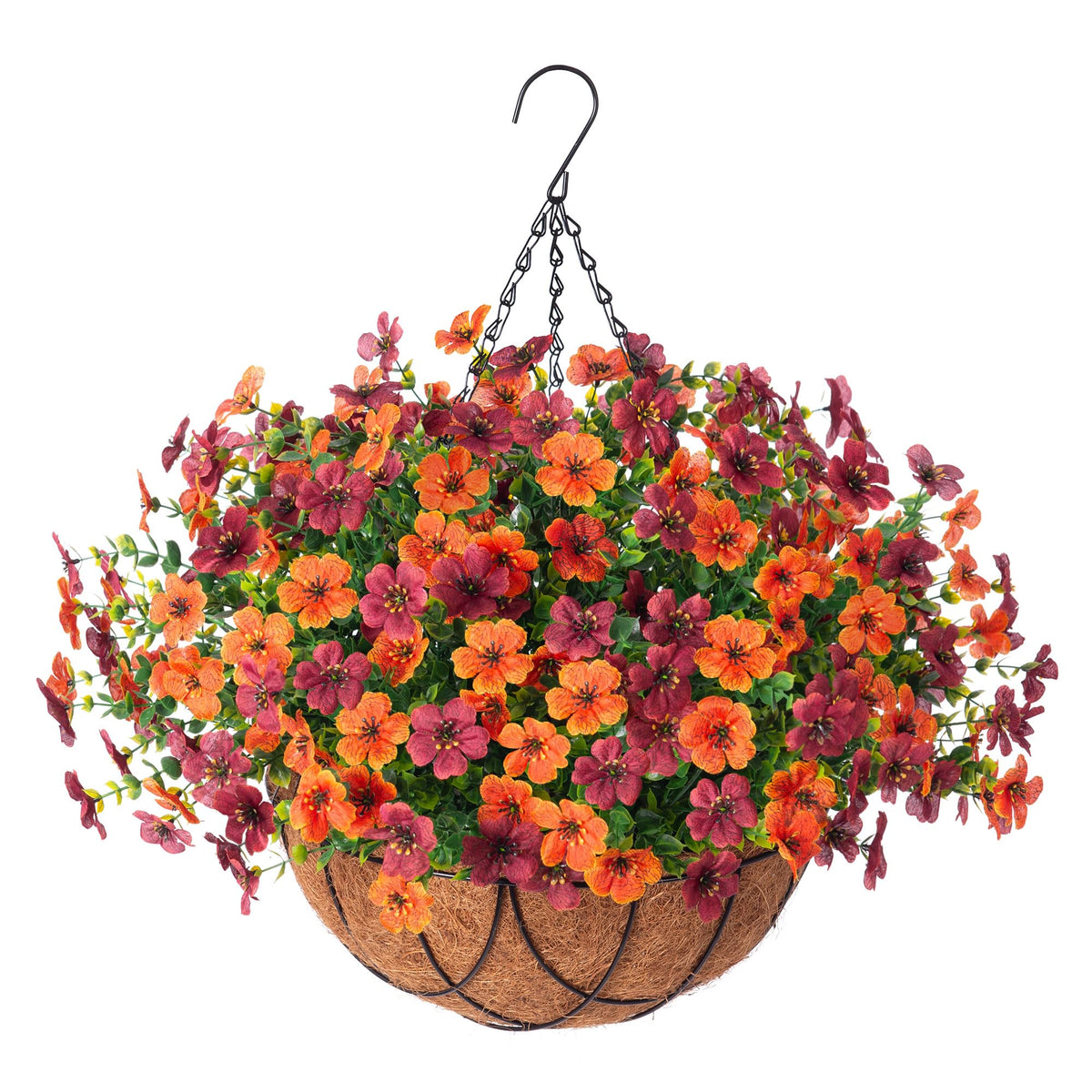 INXUGAO Artificial Fake Flowers Hanging Basket for Outdoor Decoration