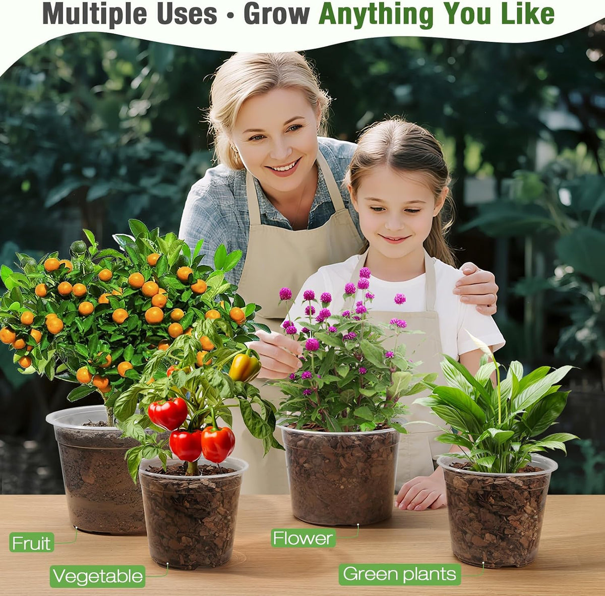 7/8/10 Inch Large Clear Nursery Pots with Drainage, 9 Pack Plastic Pots for Plants, Clear Plant Seedling Pots for Indoor & Outdoor Gardening (7 8 10 inch)