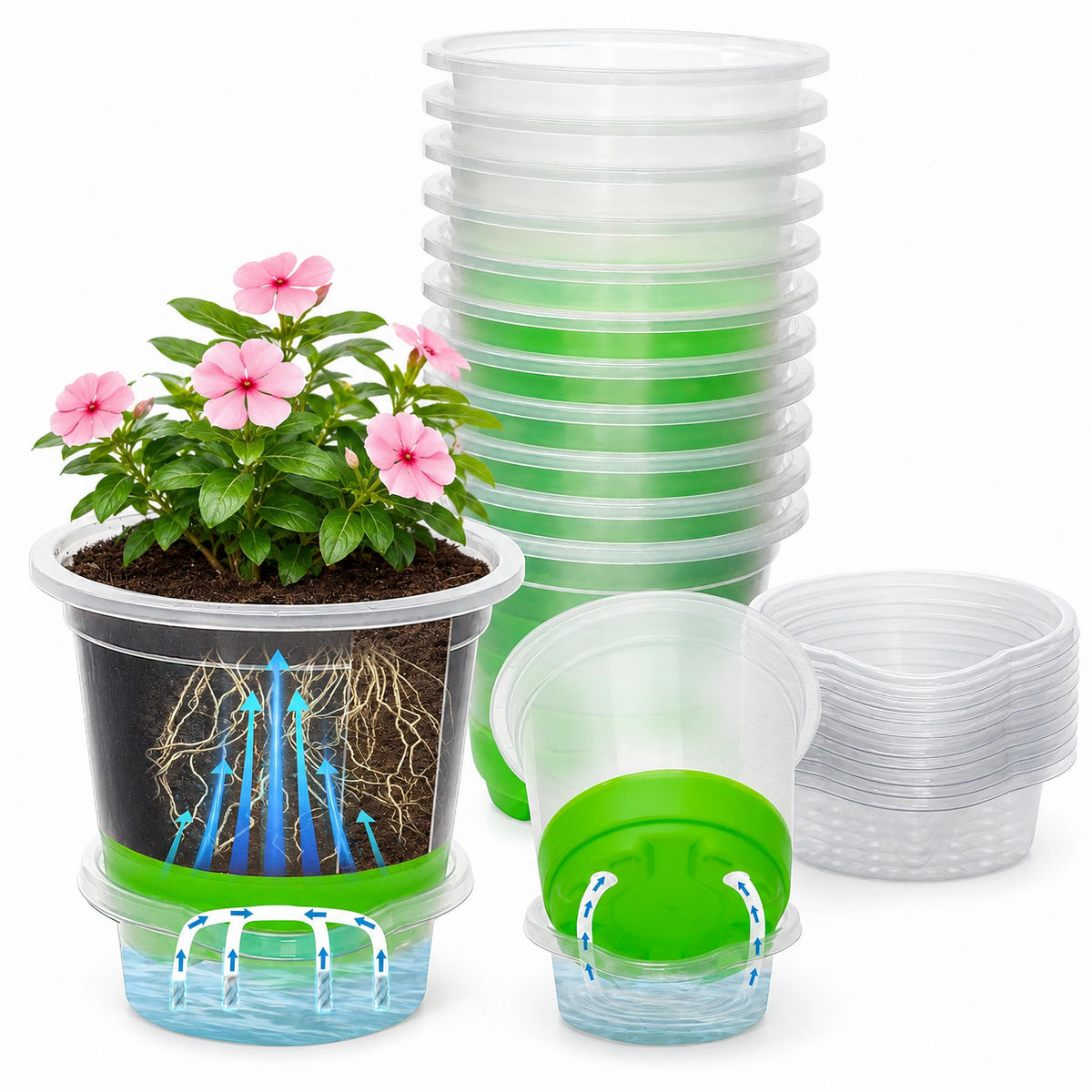 MIXC Clear Nursery Pots with Silicone Base, 4-Inch, 30-Pack
