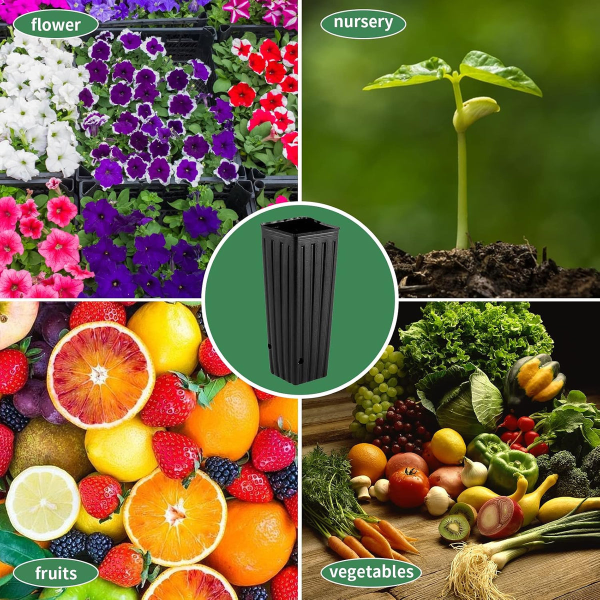 50 Pcs 12" Tall Tree Pots Plastic Deep Nursery Pots