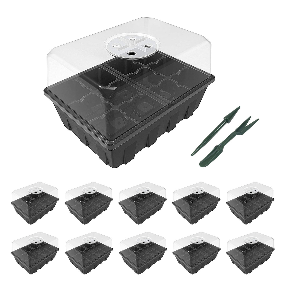 Gardzen 10 Pack Seed Starter Trays with Dome and Clear Base 120 Cell