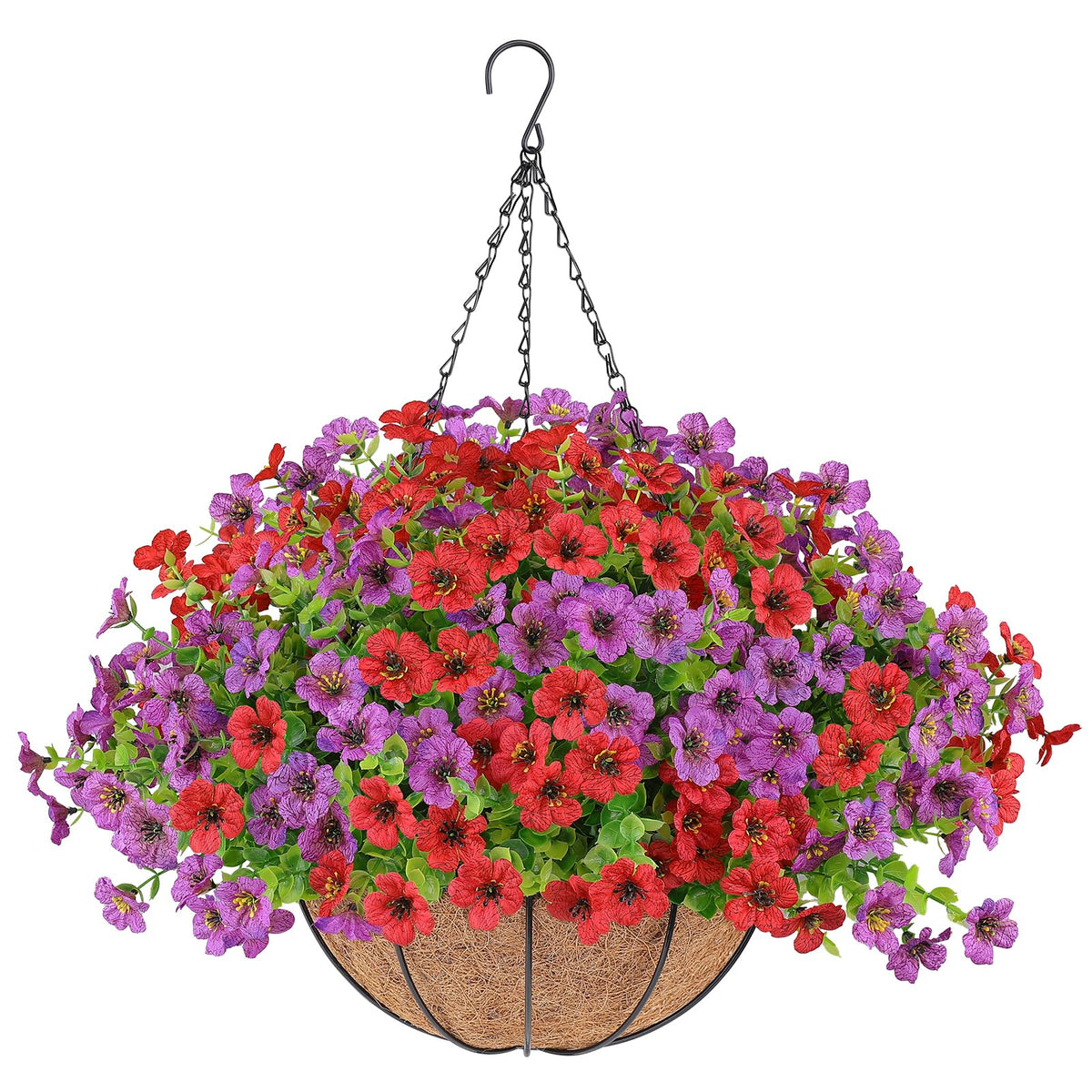 AGIRL 2 Set Artificial Hanging Flowers with Baskets for Outdoors