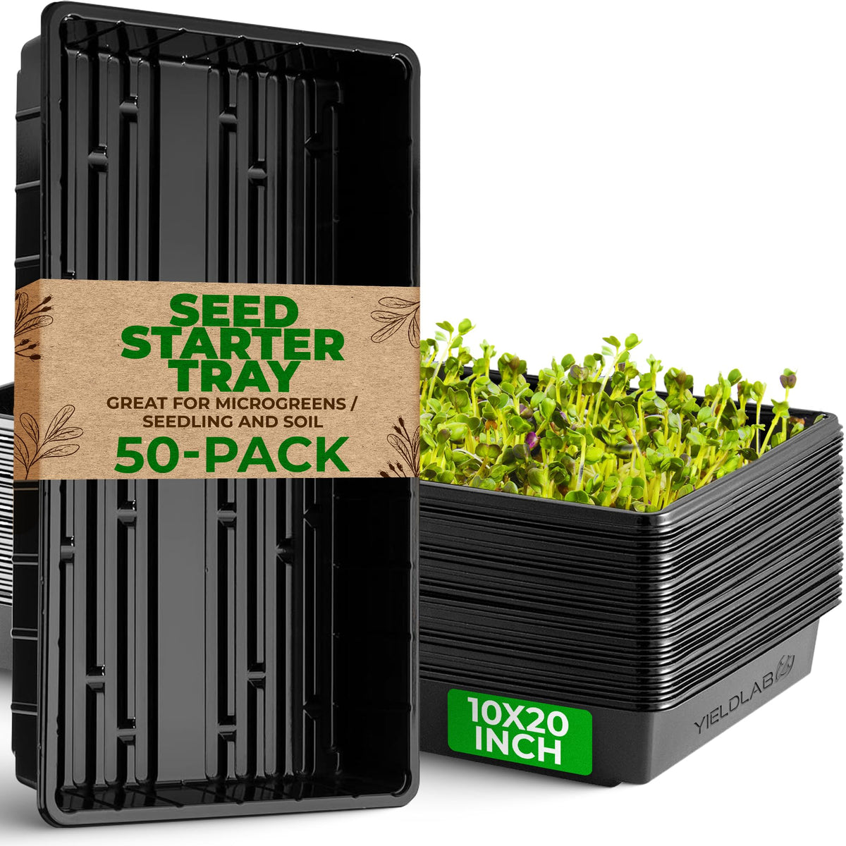 10x20 Inch Black Plastic 10 Pack Plant Propagation Tray No Holes