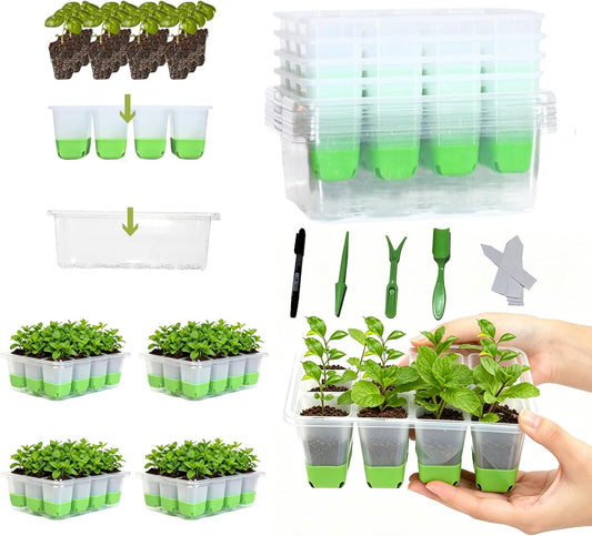 NestNature 5-Pack Seed Starter Tray Set|Reusable 60Cell Seed Starter Trays