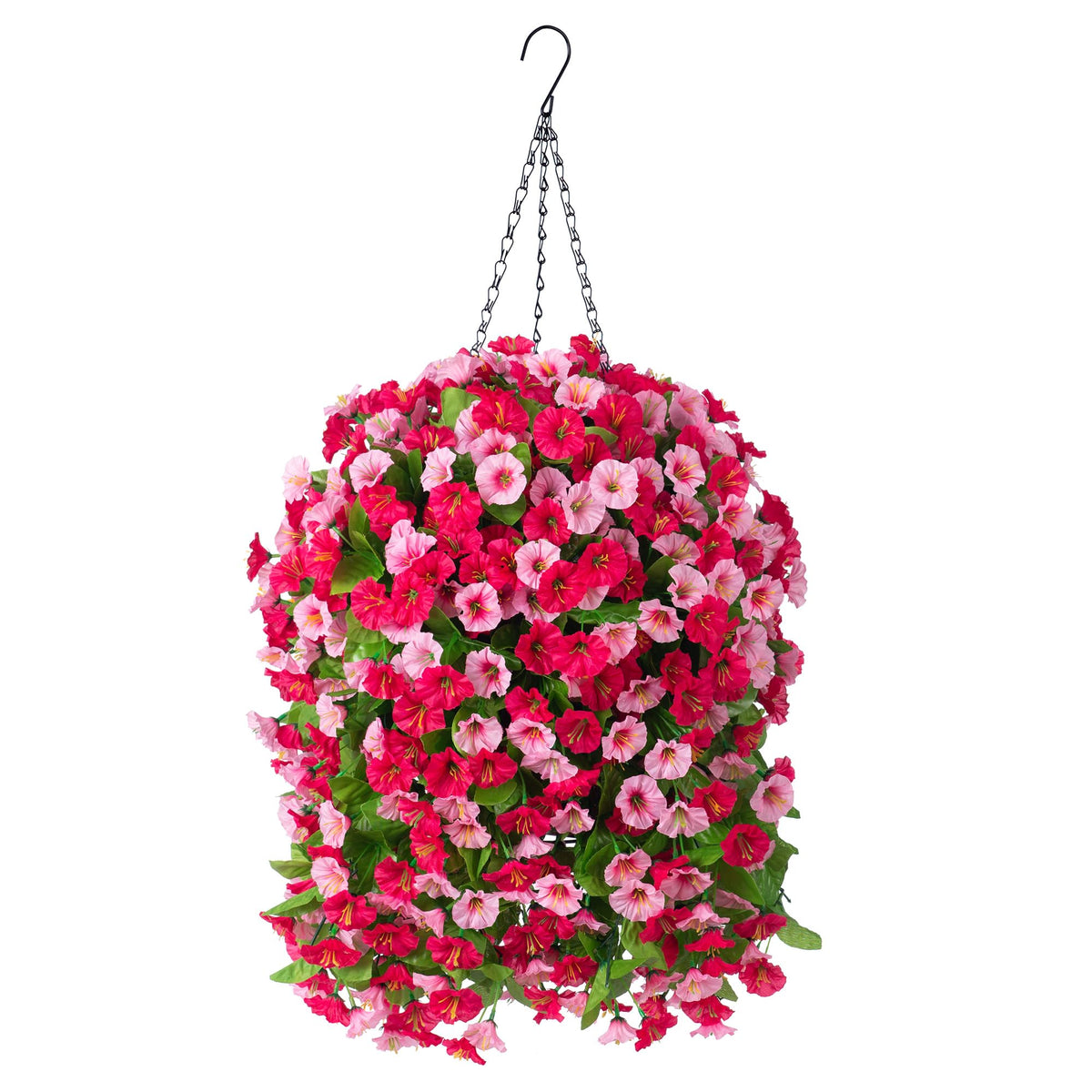 Artificial Flowers with Hanging Basket, Outdoor Faux Plants UV Resistant