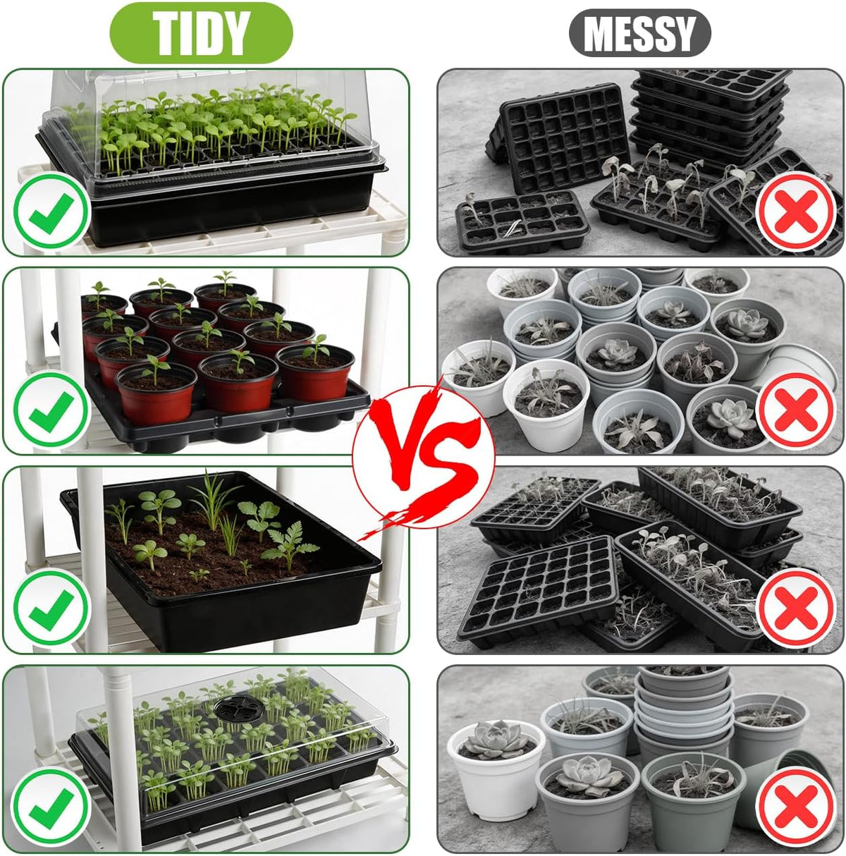 BTPLASTIK Plastic Plant Stand, Universal Plant Seedling Tray Organizer