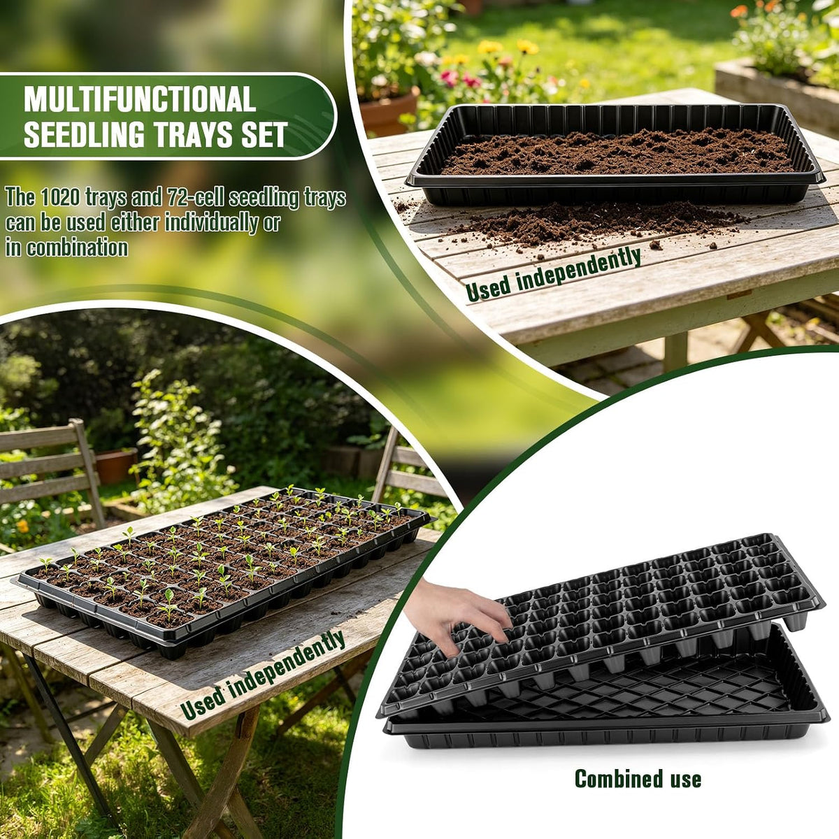20 Pack Seed Starter Trays Heavy Duty Plastic Seedling Trays kit