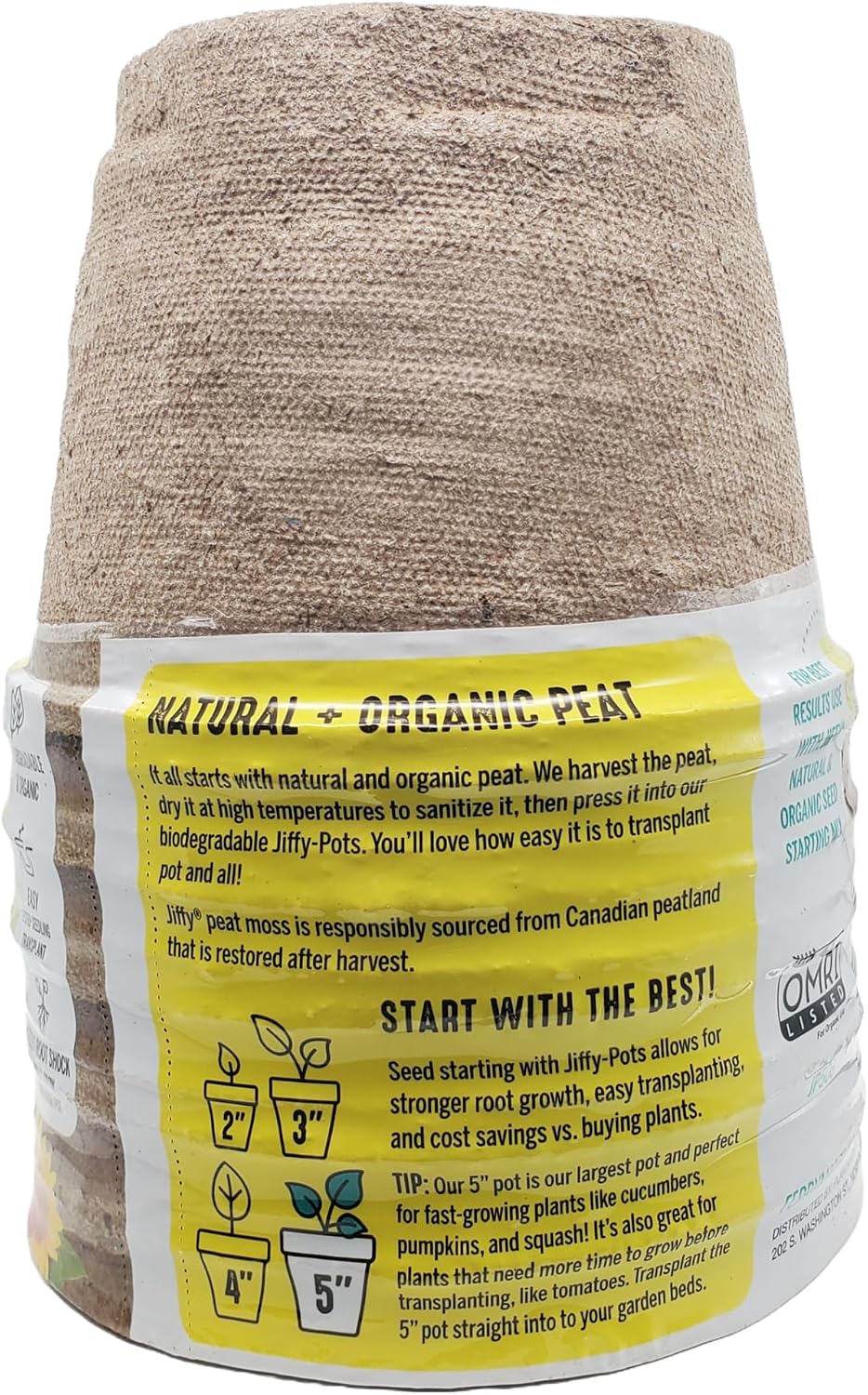 Jiffy Biodegradable Peat Pots for Seedlings, 5 Inch, 24 Pack