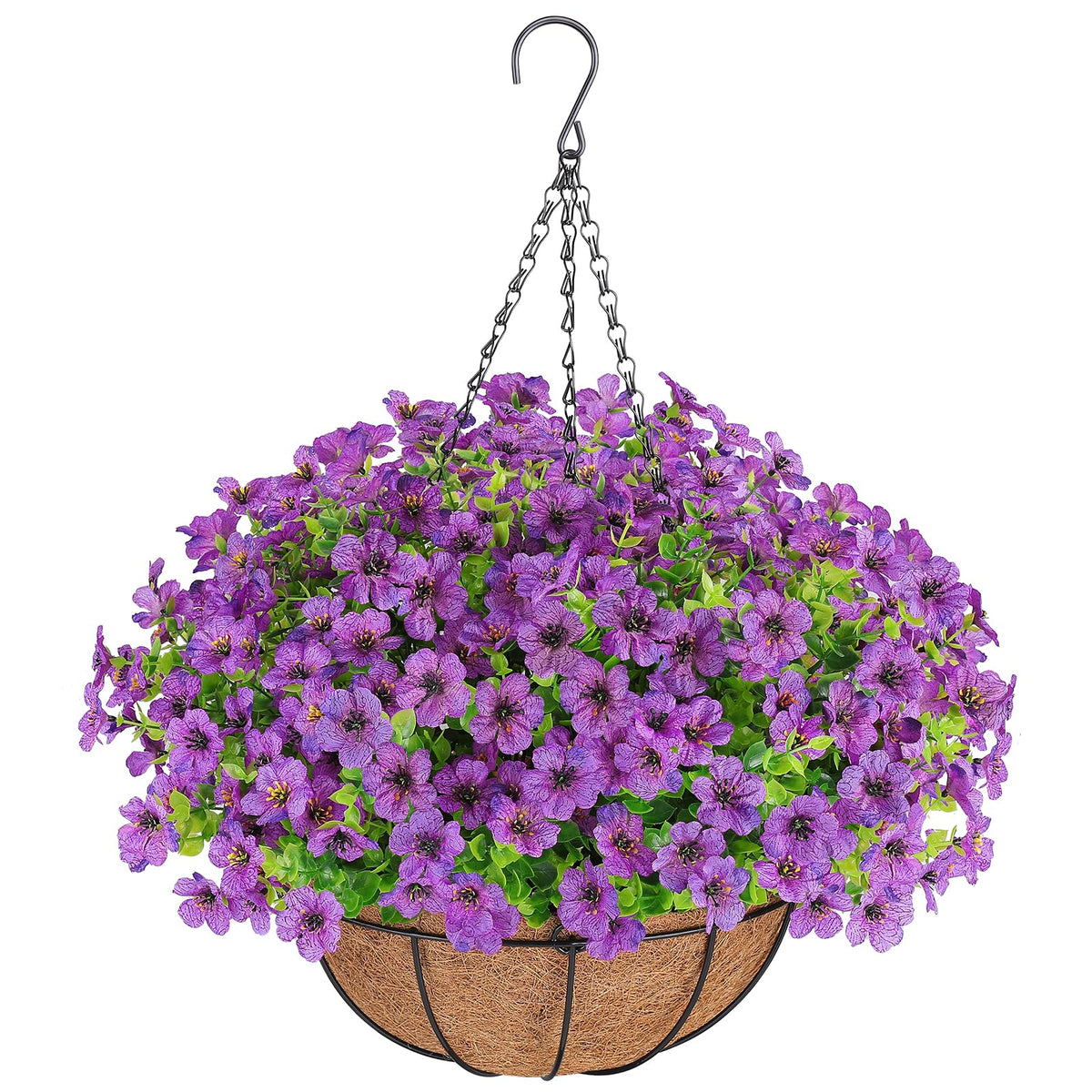 AGIRL 2 Set Artificial Hanging Flowers with Baskets for Outdoors