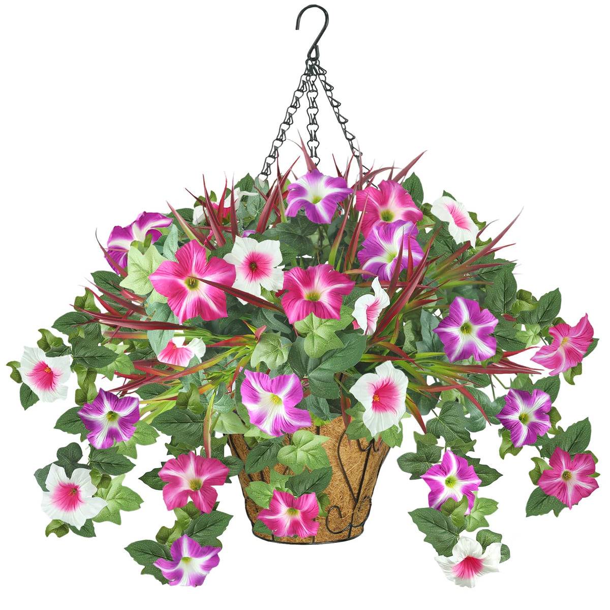 1 Set Fall Hanging Baskets Outdoor,Artificial Petunias Flowers