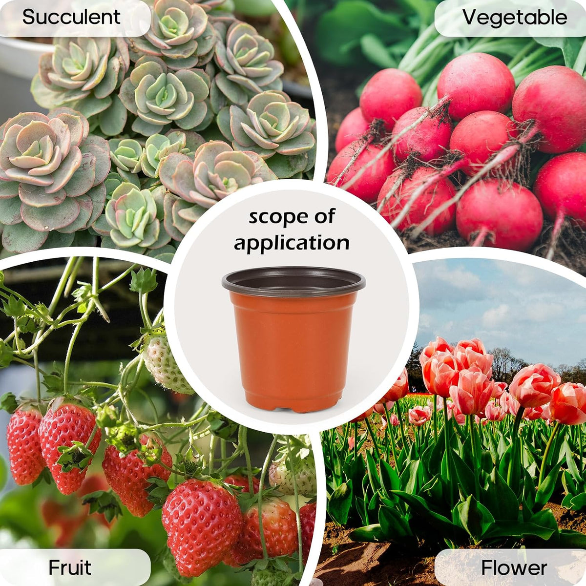 4 Inch 300 Pack Plastic Nursery Pots with Drainage Holes with 300pcs Labels