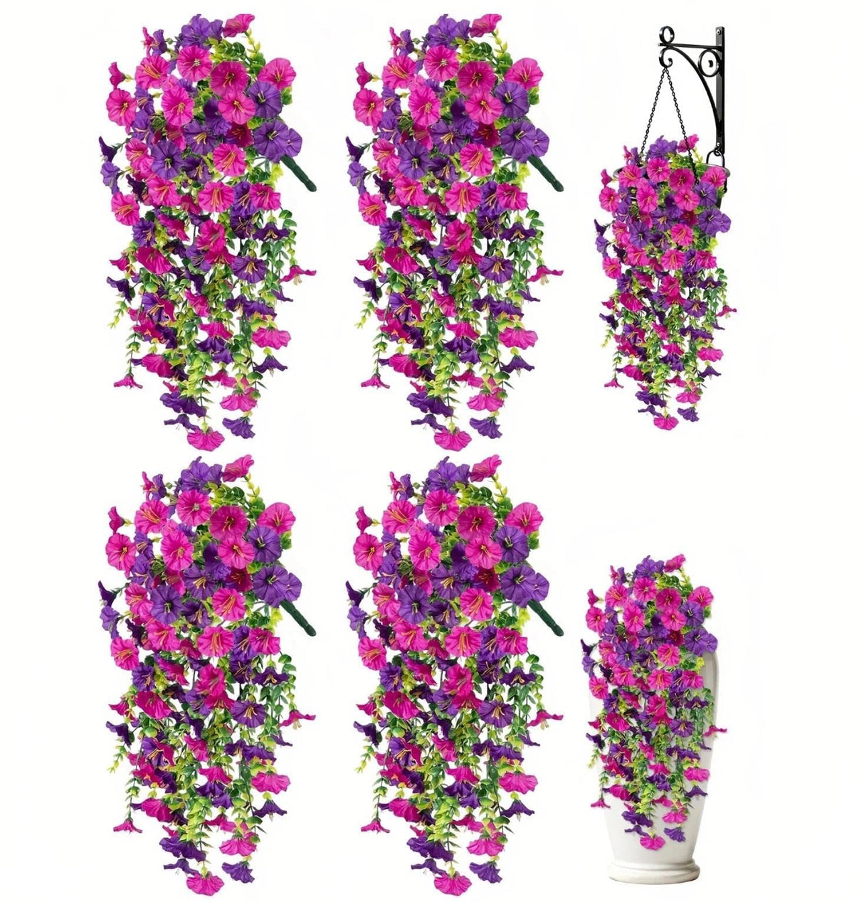 8PCS Artificial Fall Hanging Flowers for Outdoor Realistic hanging Mums