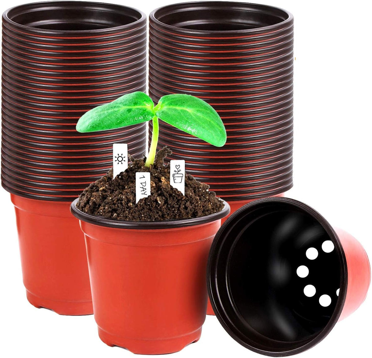 Augshy 220Pcs 4 Inches Plastic Plant Nursery Pots Seed Starting Containers