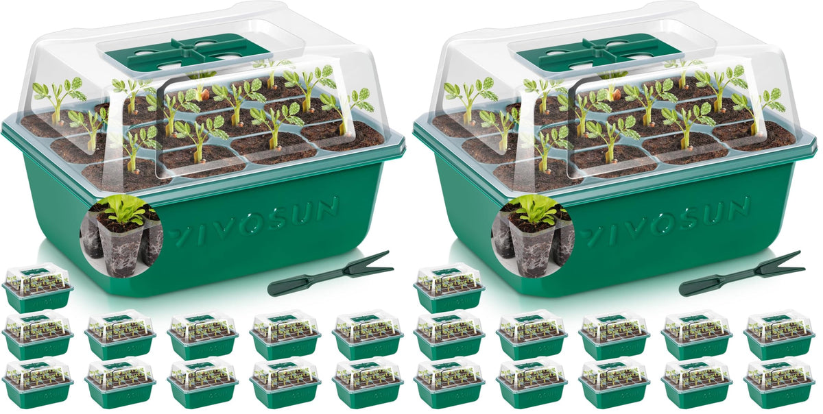 VIVOSUN 6-Pack Seed Starter Trays, 72-Cell Starter Kit with Humidity Dome
