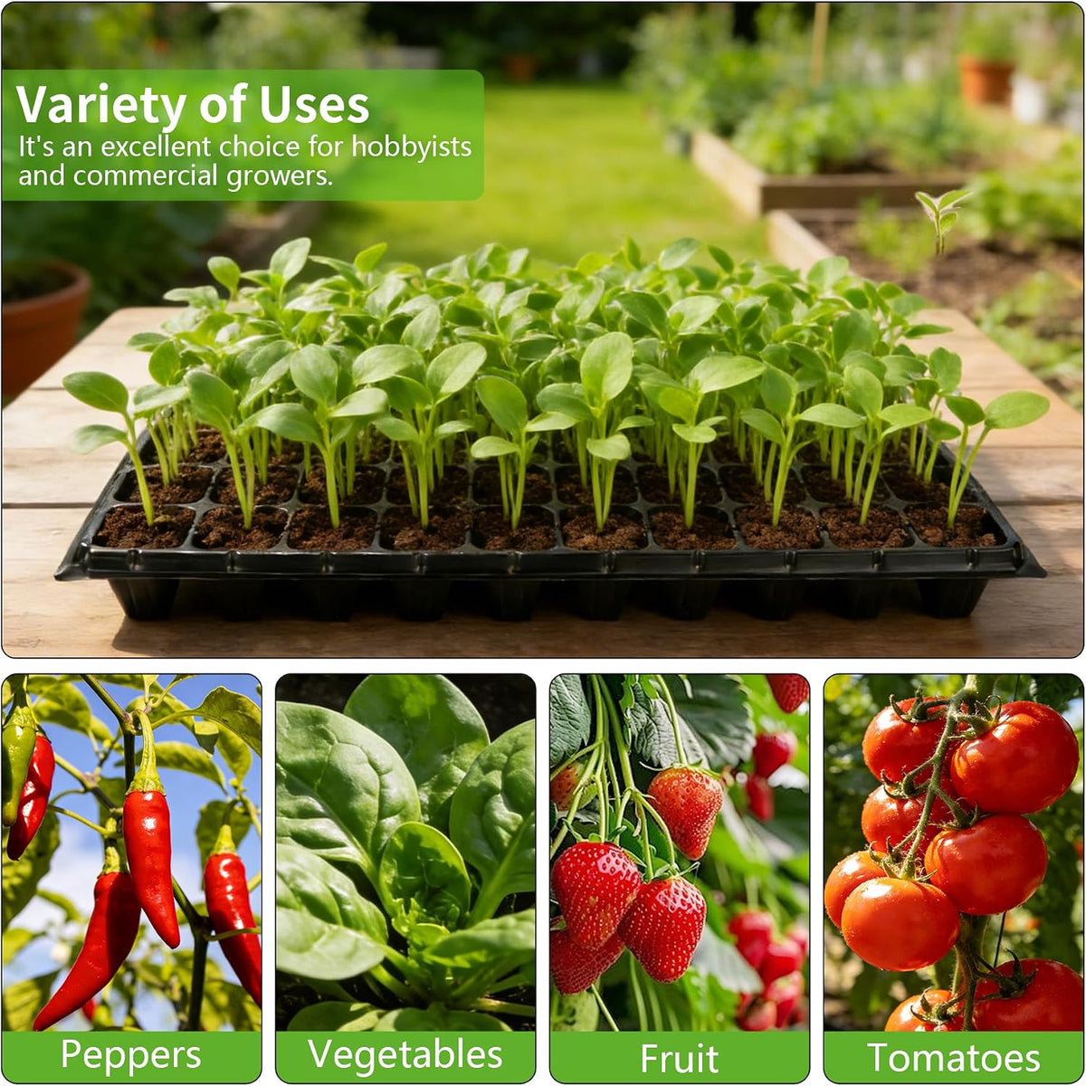 bvya 10 Pack Deep 50 Cell Seedling Trays, Thick Durable 50 Cell Plug Tray Big Cell Seed Trays for for Seedling Germination