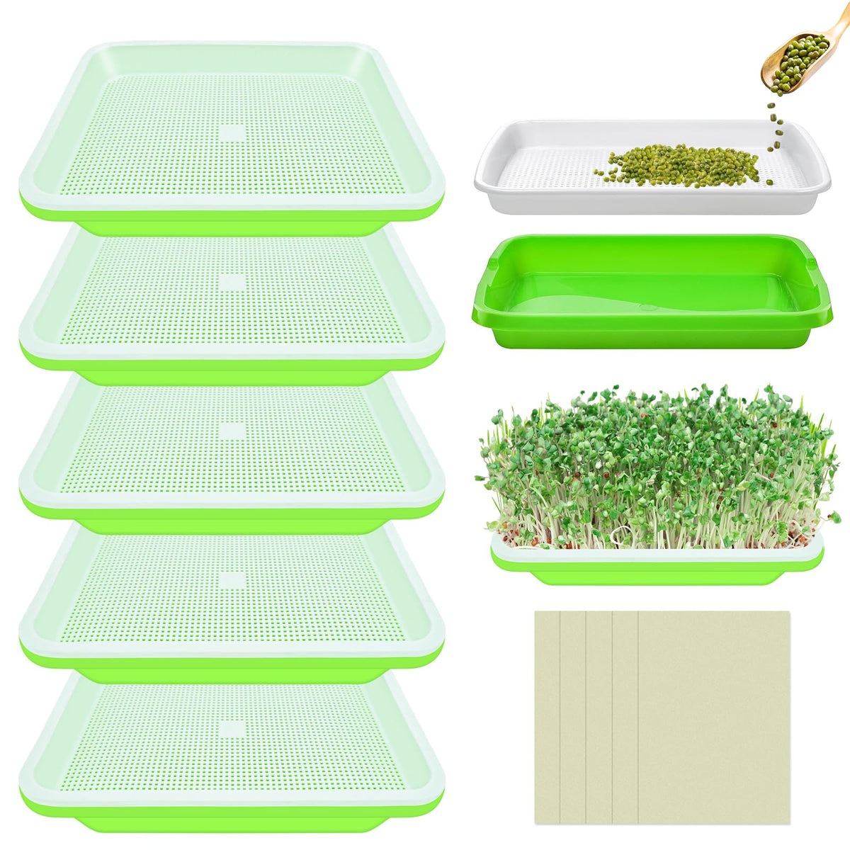 Legigo 10 Pack Seed Sprouter Trays, Microgreens Growing Trays Kit